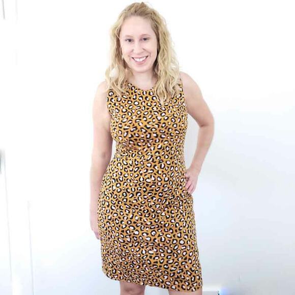 Old Navy Cheetah Sheath Dress Animal Print Medium Career Casual Stretchy - Picture 1 of 6